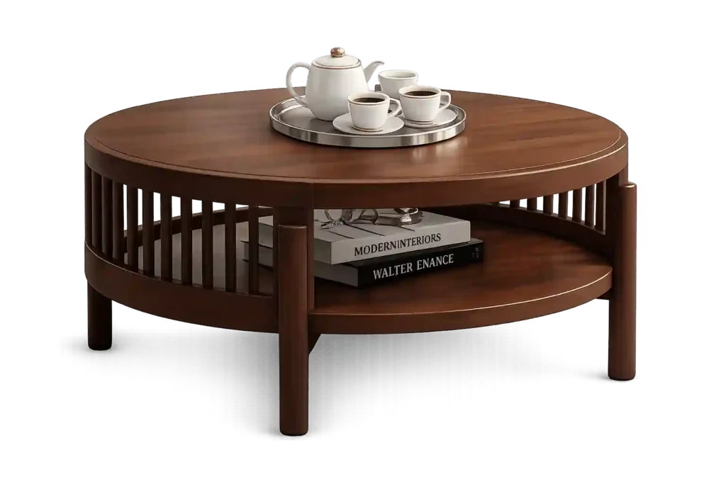 Modern wooden coffee table design from coffee table suppliers in Qatar.