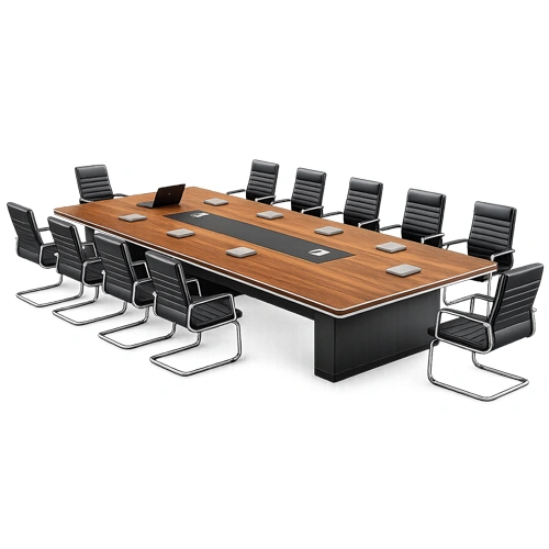 Modern conference meeting table with executive chairs for modern office furniture in Qatar.